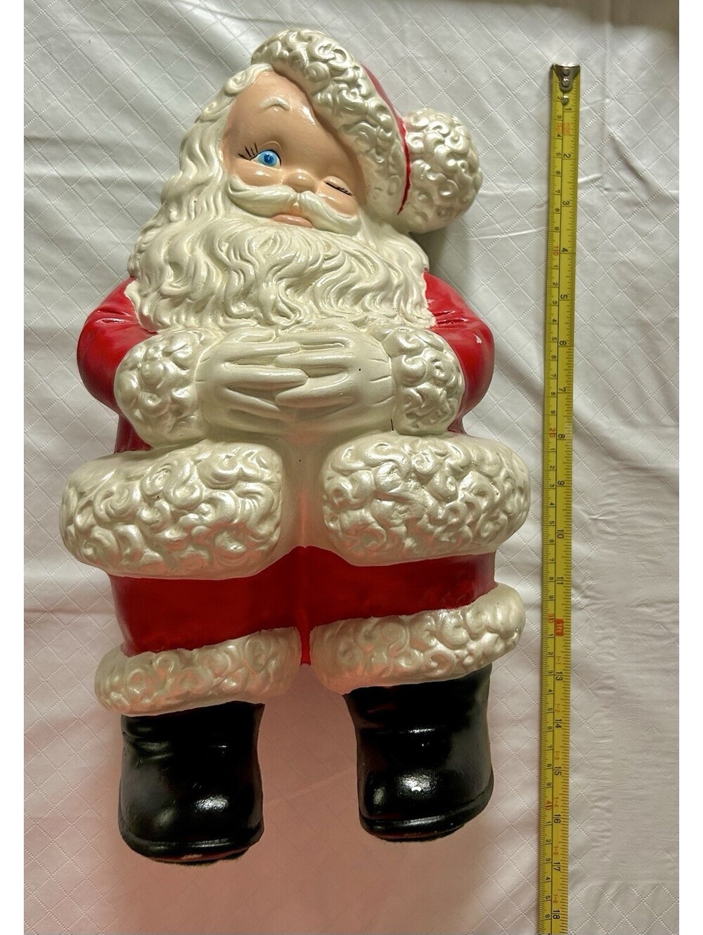 Vintage Retro Atlantic Mold 15” Ceramic Winking Santa Claus Hand Painted
